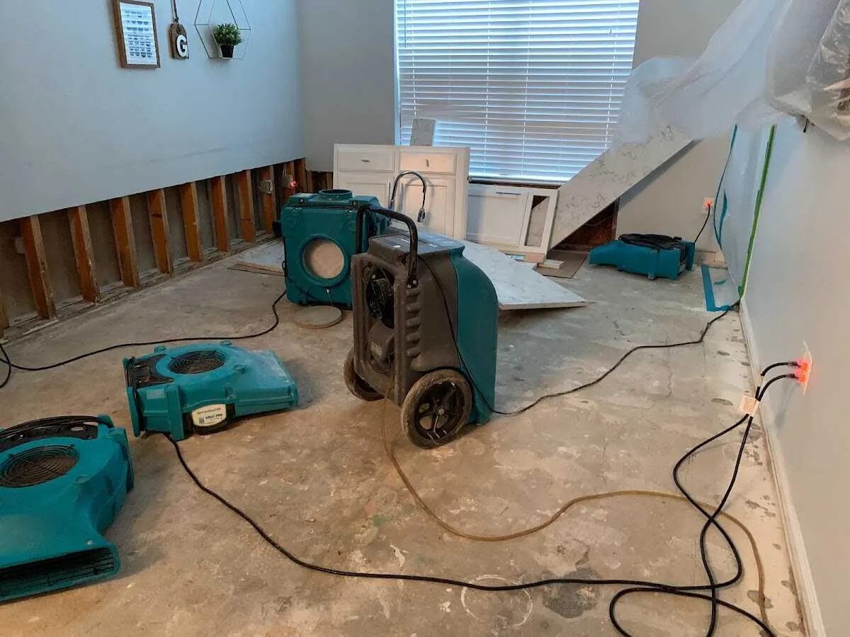 Dehumidifier in flood-cut room for Water Damage Restoration in Hainesport